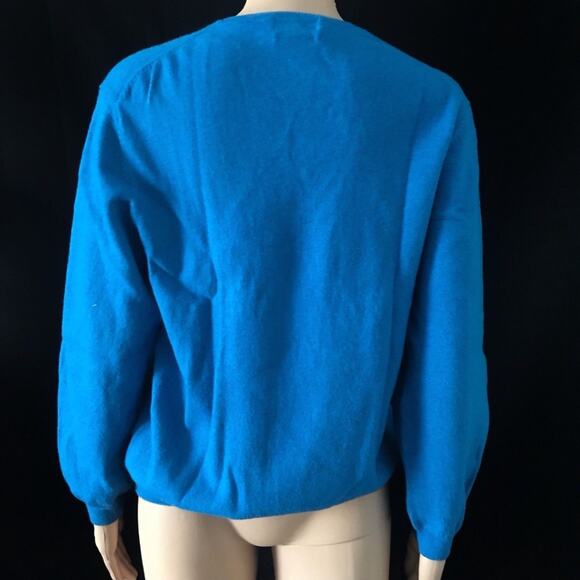 Calvin Klein Royal Blue Merino Wool V Neck Sweater L - Picture 3 of 7